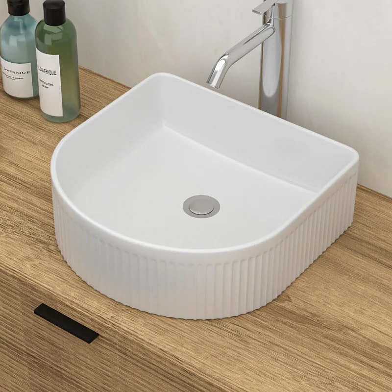 16 inch White Ceramic Vessel Bathroom Sink