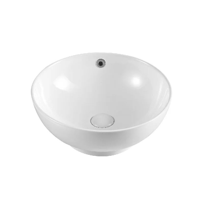 16"x16" Ceramic Round Above Counter White Bathroom Sink, Scratch Resistant, Acid Resistance, Low Water Absorption