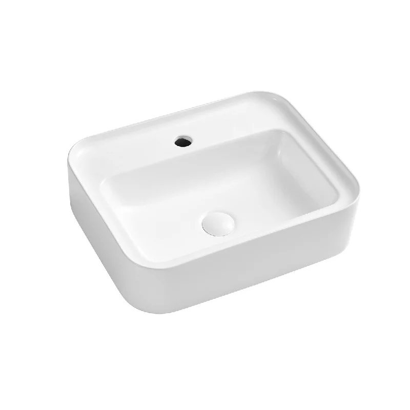 19"x15" Ceramic Rectangular Wall-mounted White Bathroom Sink, Scratch Resistant, Acid Resistance, Low Water Absorption