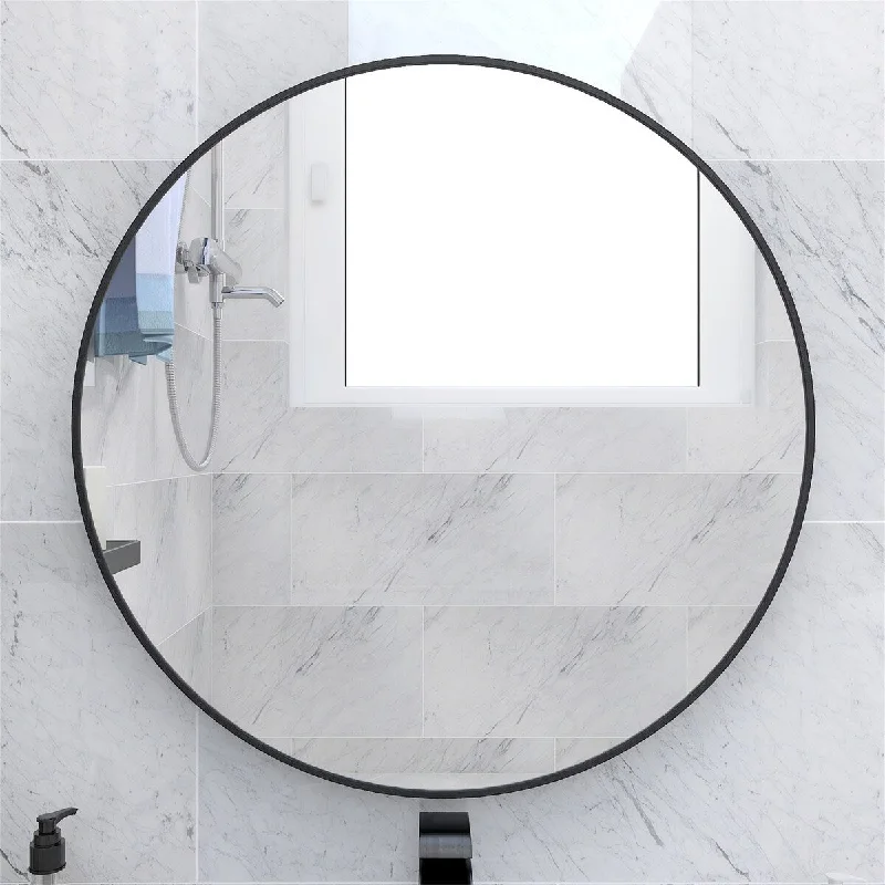 24" Wall Circle Large Round Mirror Wall Decor Make Up Entryway Mirror