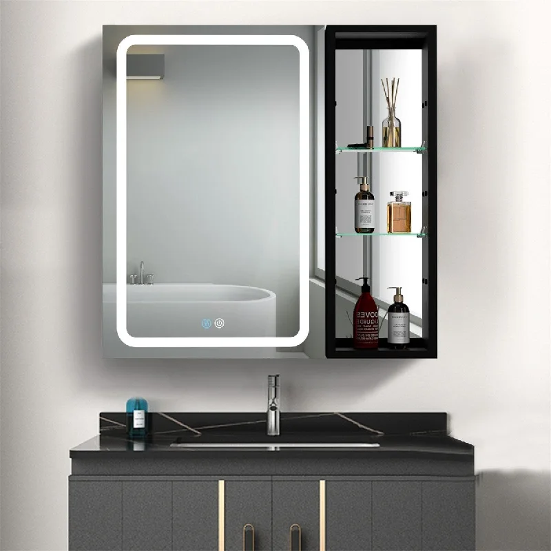 30x30 Inch Bathroom Medicine Surface Mounted Cabinets Lighted Mirror