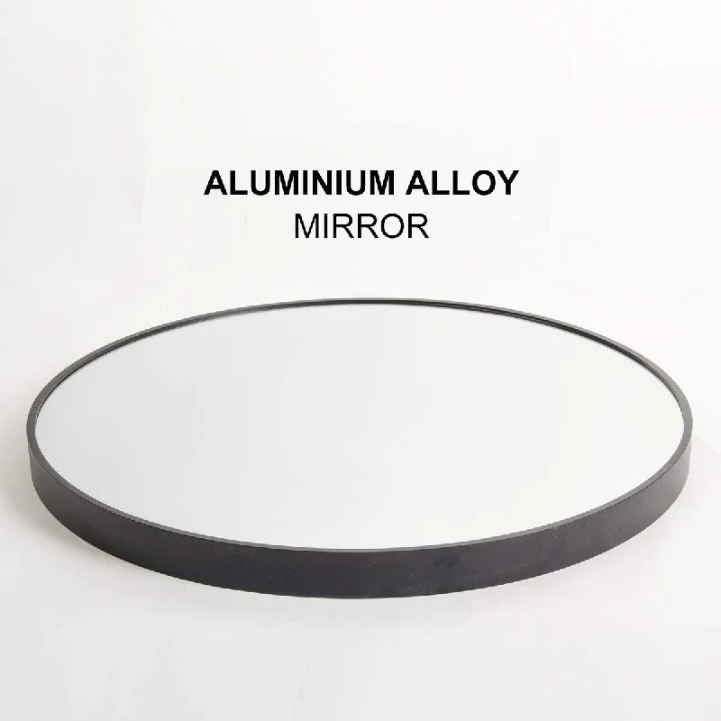 32 Inch Modern Black Round Bathroom Wall Mirror