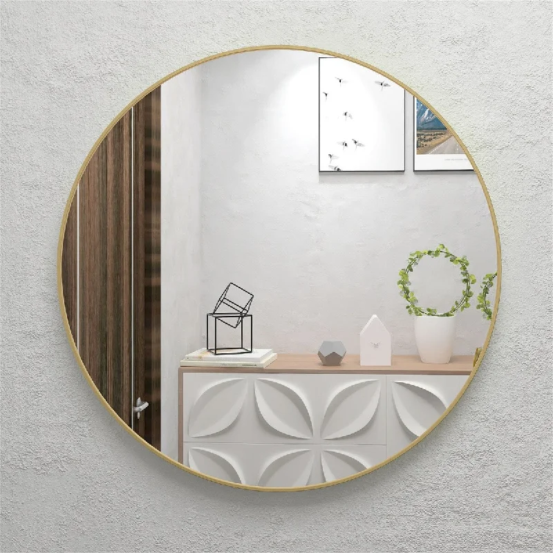 32" Wall Circle Large Round Mirror Wall Decor Make Up Entryway Mirror