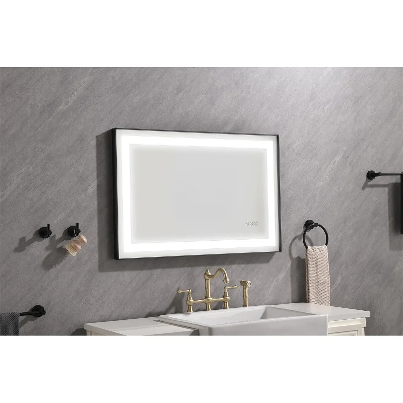 36 x 24 Inch LED Lighted Bathroom Anti-Fog Wall Mounted Mirror