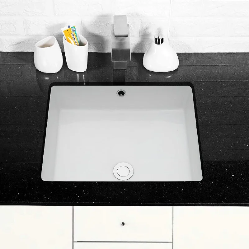 6.5 in. Undermount Rectangular Bathroom Sink in White with Overflow - 20'' x 15.5''