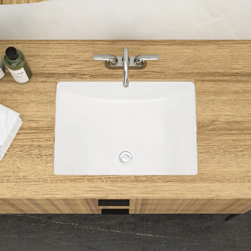 8.2 in. Ceramic Undermount Rectangular Bathroom Sink in White with Overflow - 21.5'' x 15''