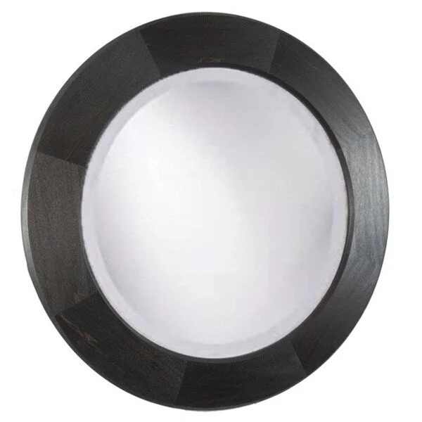 Adonai Classic Ebony 26-inch Beveled Round Wall Mirror - Dark Ebony