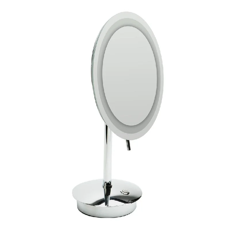 ALFI brand ABM9FLED-PC Polished Chrome Tabletop Round 9" 5x Magnifying Cosmetic Mirror with Light - Grey