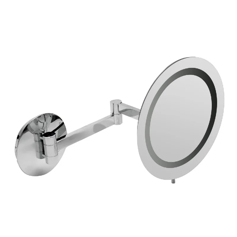 ALFI brand ABM9WLED-PC Polished Chrome Wall Mount Round 9" 5x Magnifying Cosmetic Mirror with Light - Grey