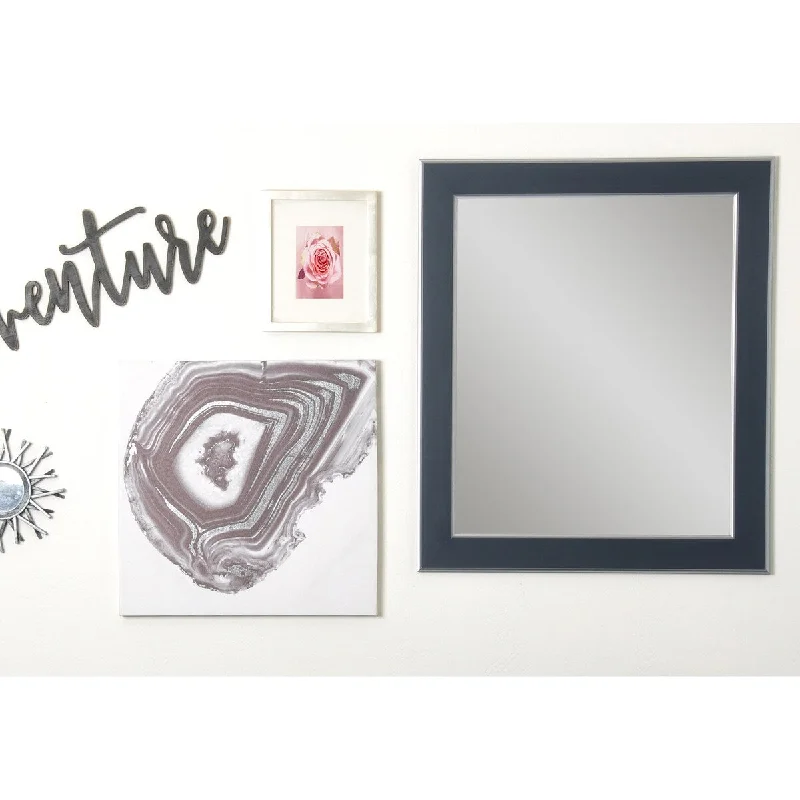 American Value Modern Twist Silver Accent Black Wall Mirror