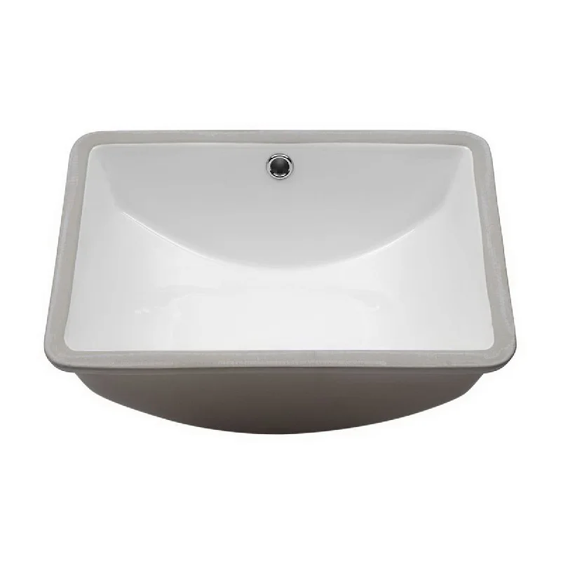 Aurora Decor Single Bowl Rectangle Undermount Bathroom Sink in White - 18 in. Width