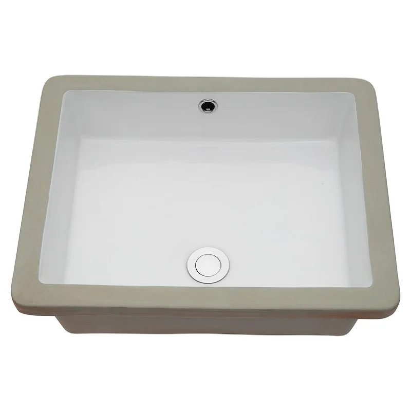 Aurora Decor Single Bowl Rectangle Undermount Bathroom Sink in White - 20 in. Width