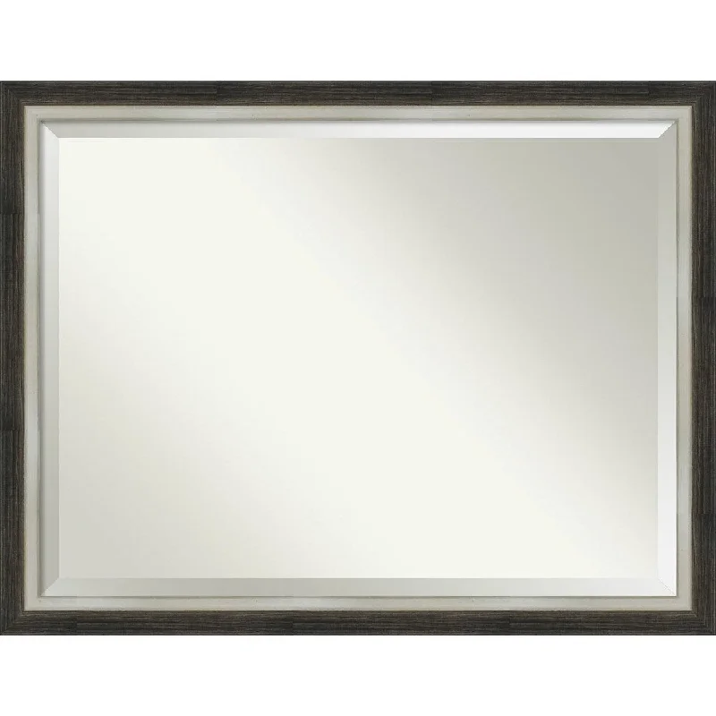 Bathroom Mirror, Brushed Metallic Wood