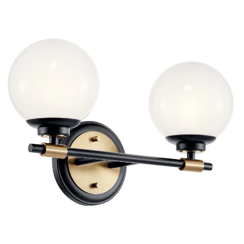 Benno 14.75 in. 2-Light Bathroom Vanity Light with Opal Glass