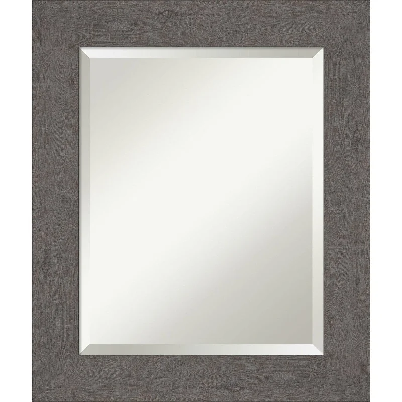 Beveled Bathroom Wall Mirror - Rustic Plank Grey Frame