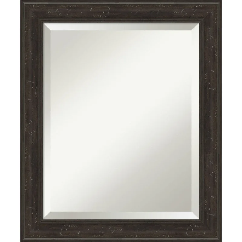 Beveled Bathroom Wall Mirror - Shipwreck Greywash Narrow Frame