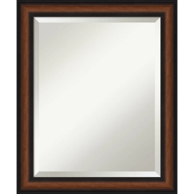 Beveled Bathroom Wall Mirror - Yale Walnut Frame