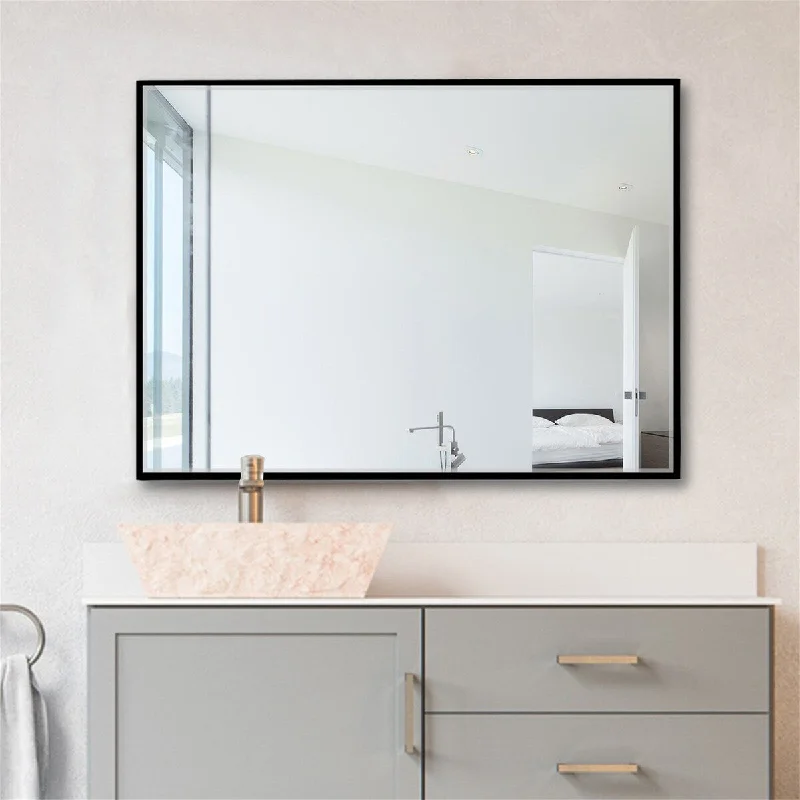 Beveled Black Mirror Rectangular for Bathroom