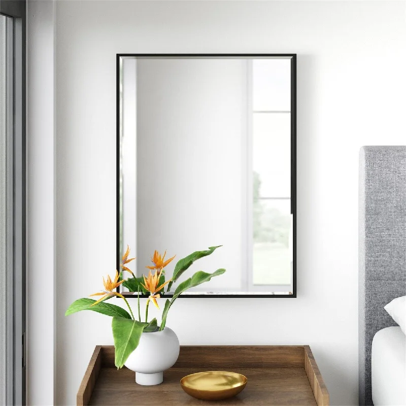 Beveled Black Mirror Rectangular for Bathroom