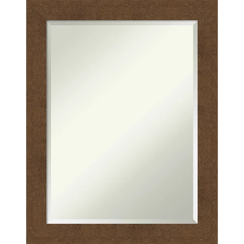 Beveled Wood Bathroom Wall Mirror - Carlisle Brown Frame - Carlisle Brown