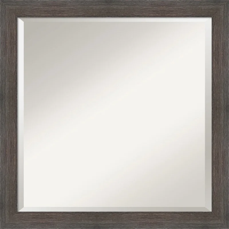 Beveled Wood Bathroom Wall Mirror - Hardwood Chocolate Narrow Frame - Hardwood Chocolate Narrow