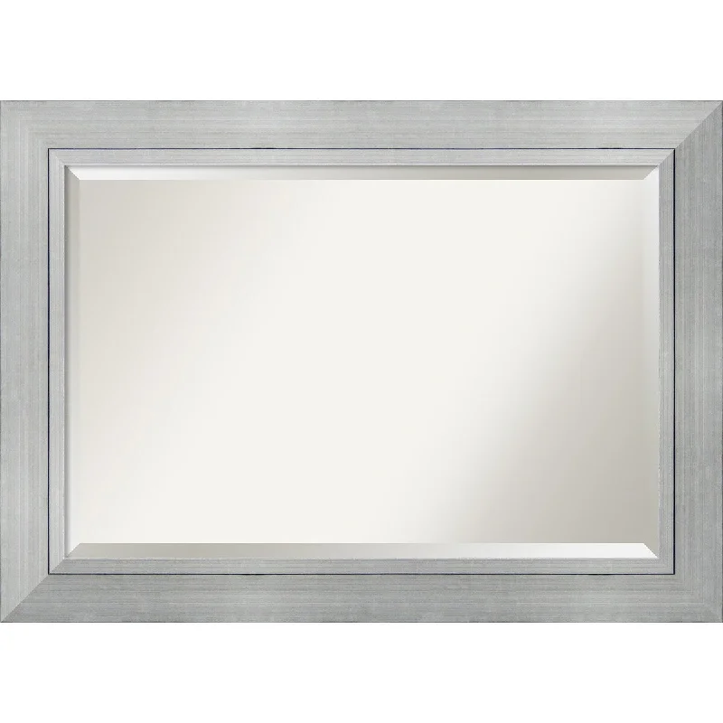 Beveled Wood Bathroom Wall Mirror - Romano Silver Frame - Outer Size: 43 x 31 in