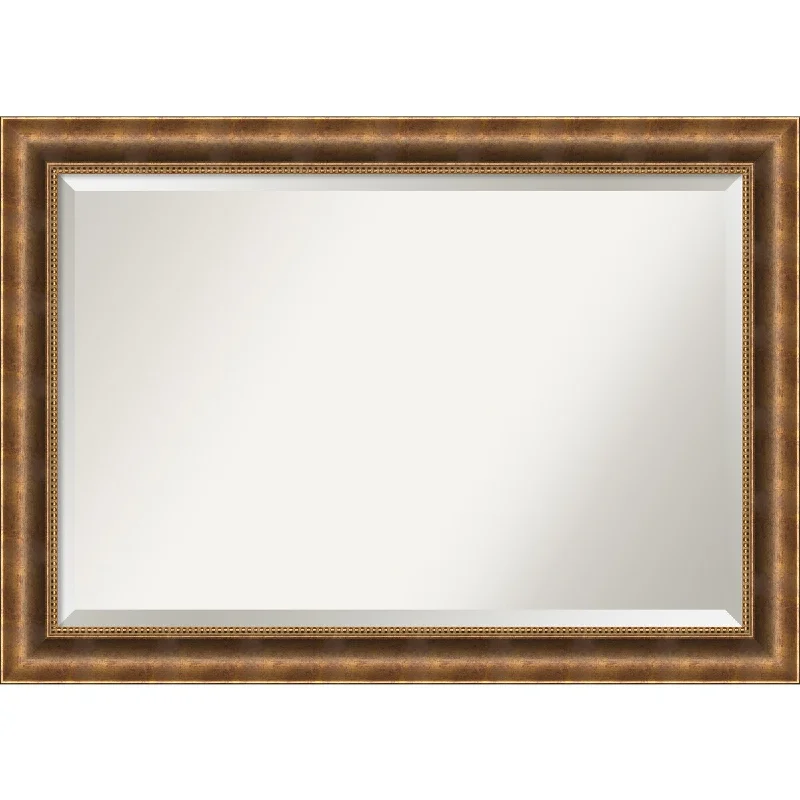 Beveled Wood Wall Mirror - Manhattan Bronze Frame - Outer Size: 41 x 29 in