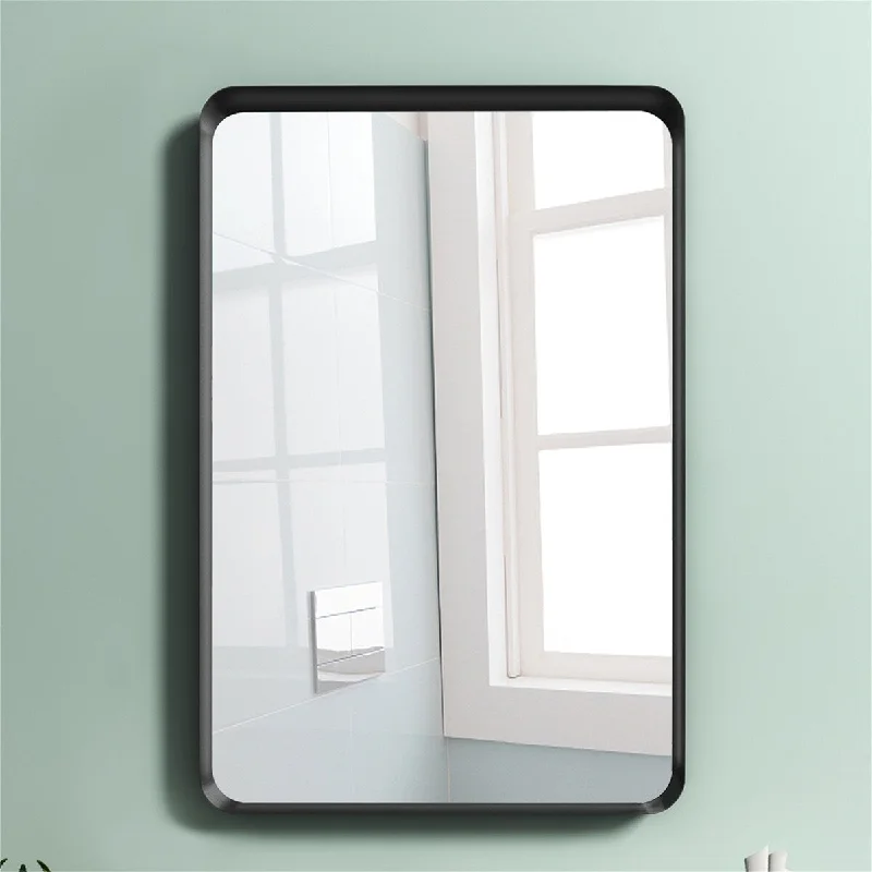 Black Metal Rectangles Wall Mirror