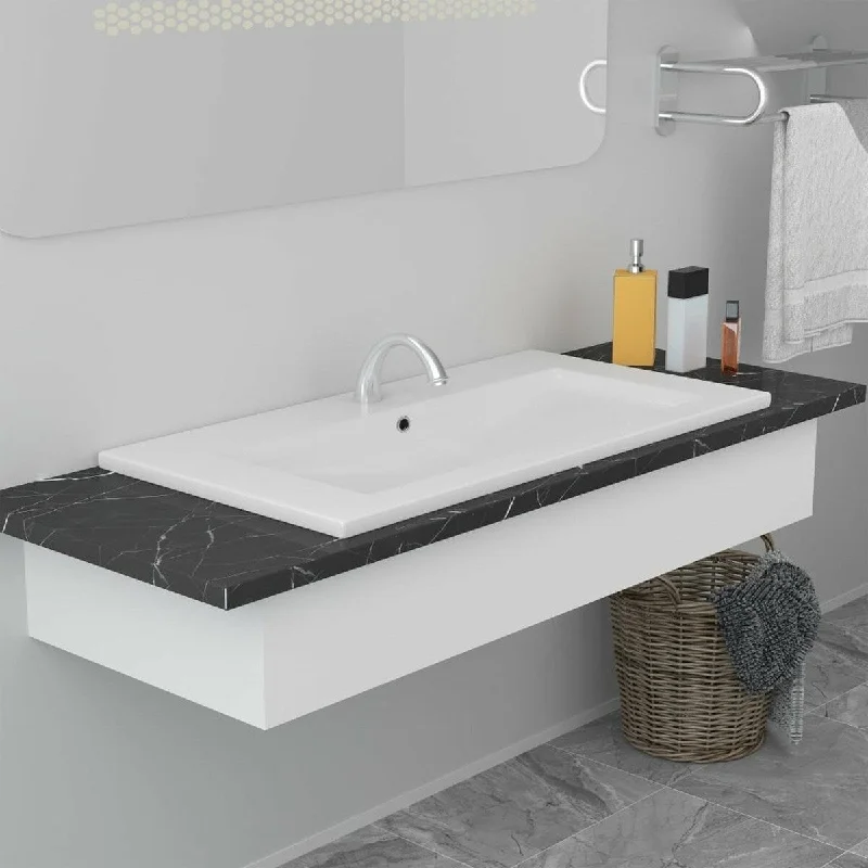 Built-in Basin 35.8"x15.6"x7.3" Ceramic White Sink Basin Wash Basin