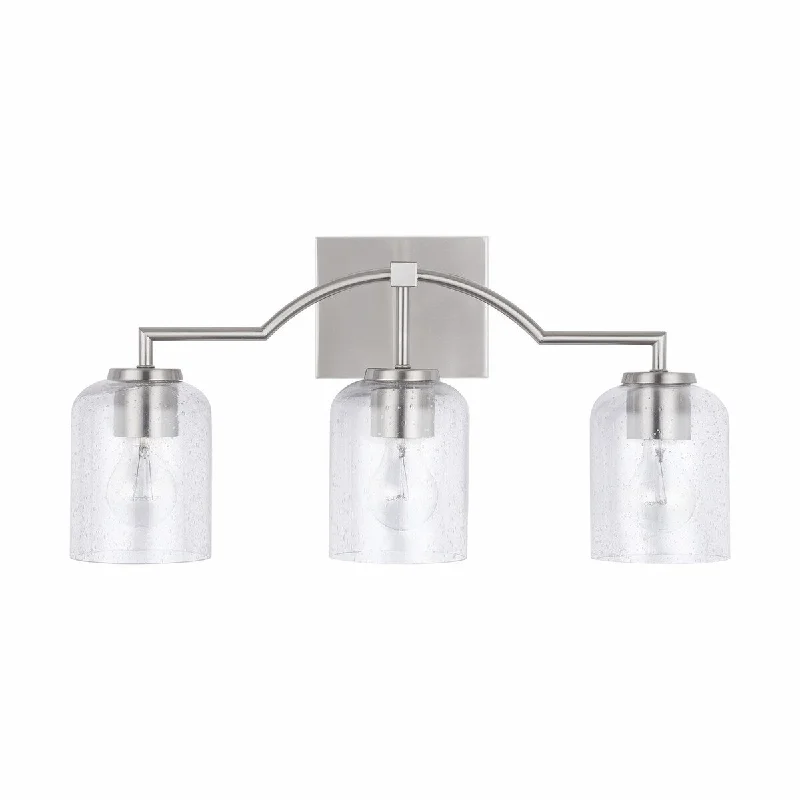 Carter 3-light Bath/ Vanity Fixture w/ Clear Seeded Glass