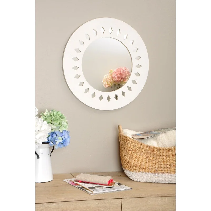 Carved Diamond Circle Mirror - 22.5 x 22.5