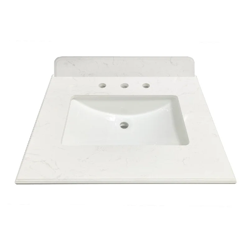 Casanova 28 in. Vanity Top in Ariston White Engineered Marble with White Porcelain Sink