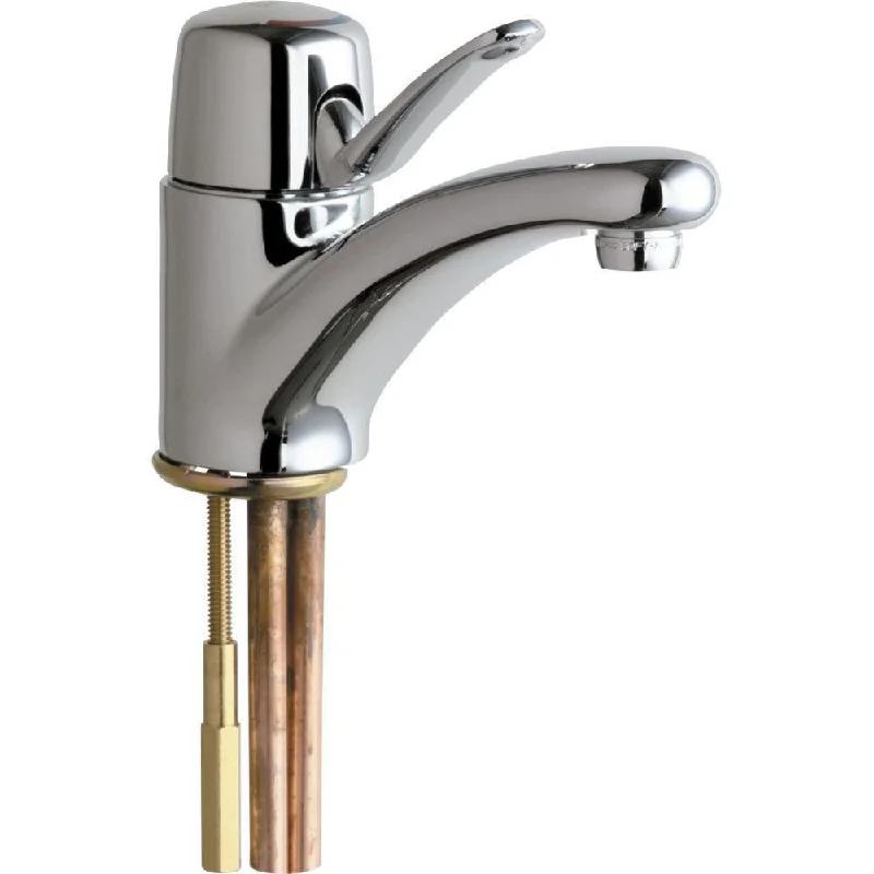 Chicago Faucets Single Hole 1-Handle Low Arc Bathroom Faucet in Chrome with 4-3/4 inch Integral Cast Brass Spout 479974