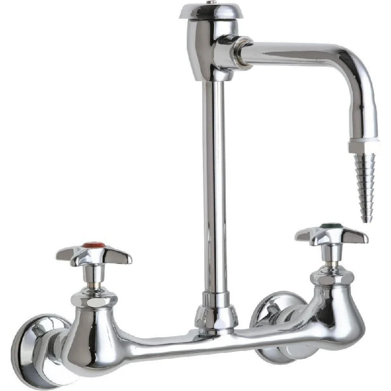 Chicago Faucets Wall Mount 2-Handle Mid Arc Laboratory Faucet in Chrome with Vacuum Breaker 419885