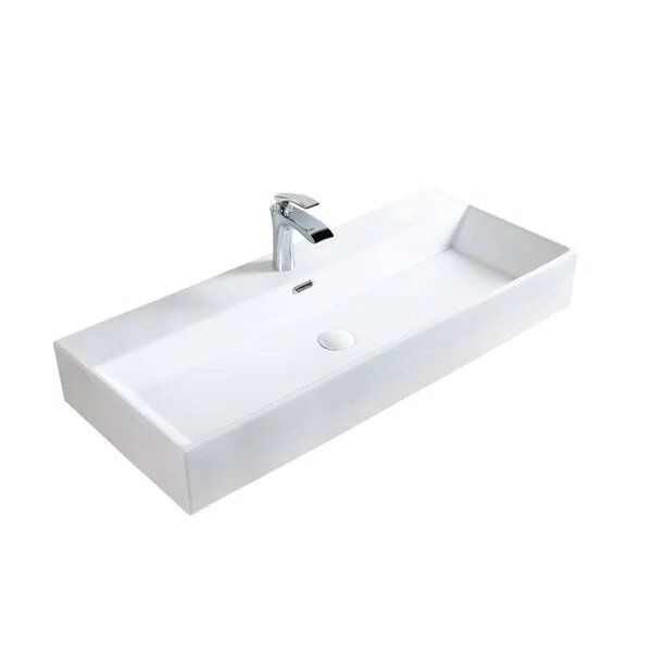 Dasha Over the Counter Vessel Ceramic Basin Sink, Glossy White