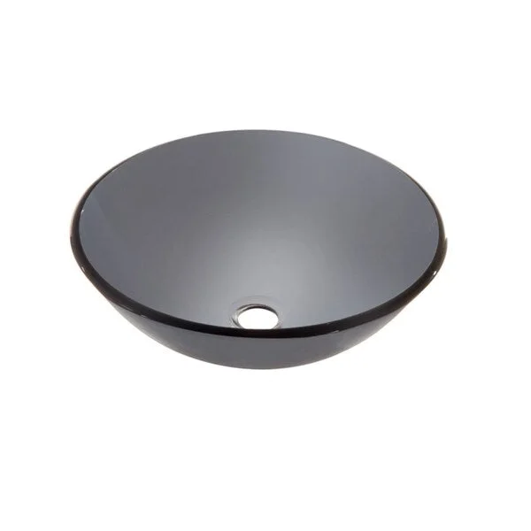 Dawn Tempered Glass Vessel Sink Round Shape Grey Glass