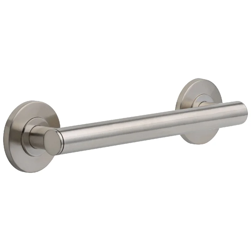 Delta Bath Safety Collection Stainless Steel Finish Contemporary Wall Mounted Decorative Bathroom ADA Approved Short 12" Grab Bar D41812SS