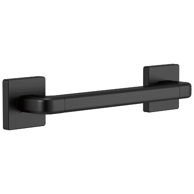 Delta Bath Safety Matte Black Finish Angular Modern Decorative 12" ADA Grab Bar D41912BL