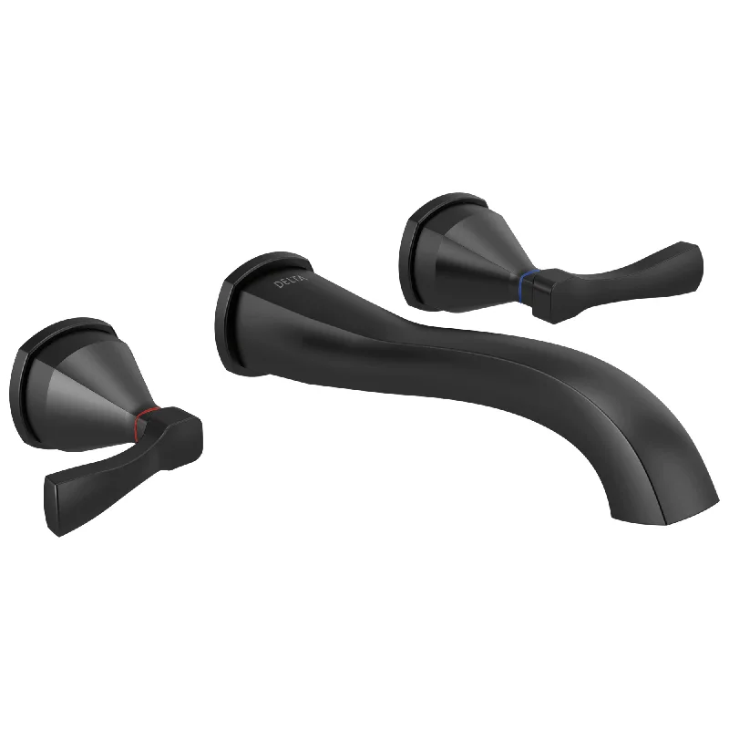 Delta Stryke Matte Black Finish Wall Mount Bathroom Sink Faucet Trim Kit (Requires Valve) DT3576LFBLWL