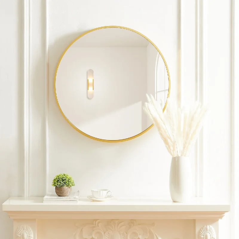 EPOWP Bathroom wall mounted round metal frame high definition mirror - Gold