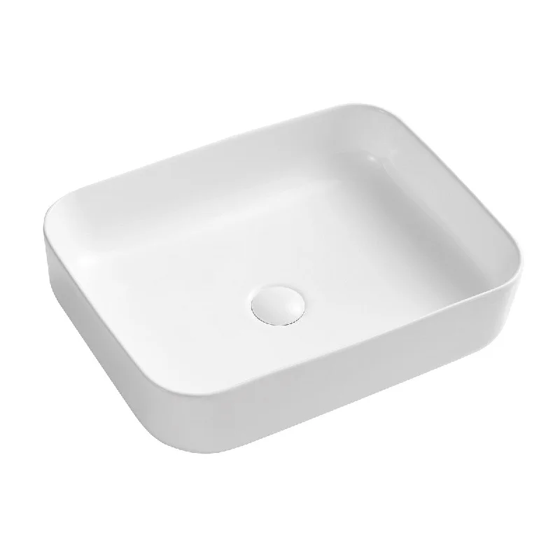 EPOWP Ceramic Rectangular Above Counter White Bathroom Sink Art Basin