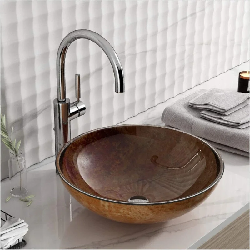 EPOWP Glass Vessel Bathroom Sink Above Counter Bathroom Vanity Sinks