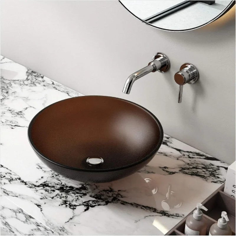 EPOWP Modern Top Mount Bathroom Sinks Above Counter Glass Vessel Sink