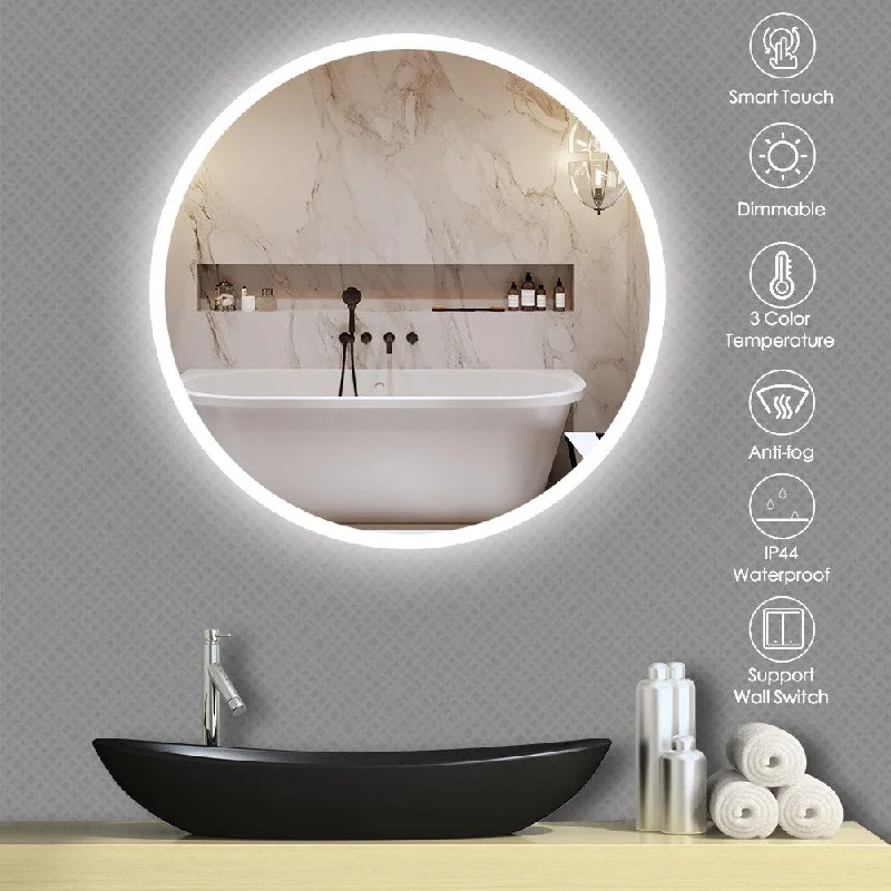 EPOWP Round Smart Mirror for make up the illuminated LED mirror - Silver