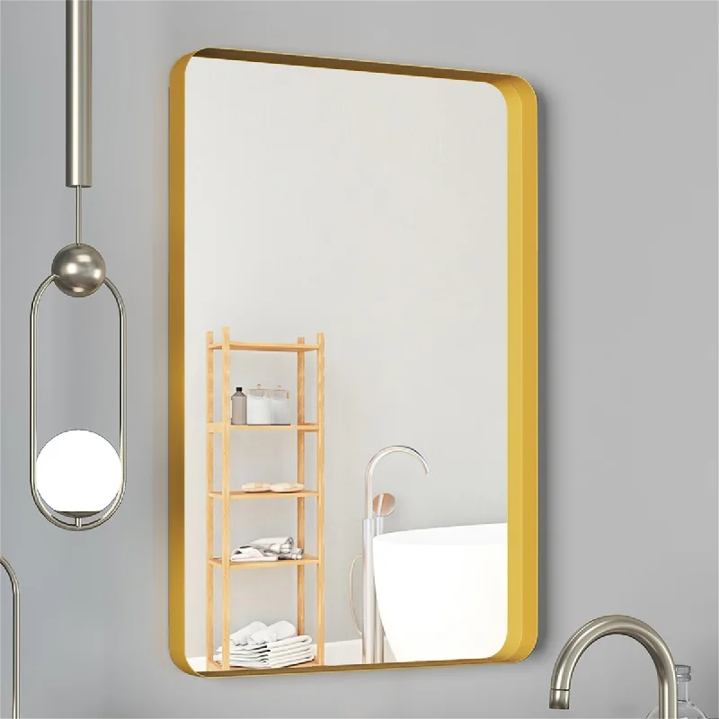 Gold Metal Rectangles Wall Mirror