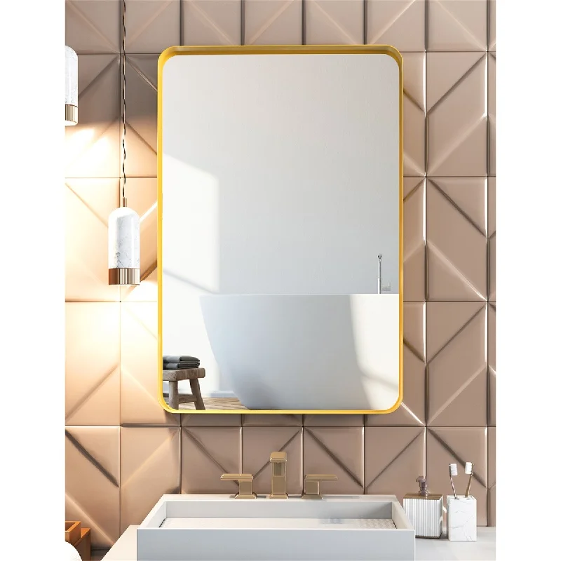 Gold Metal Rectangles Wall Mirror