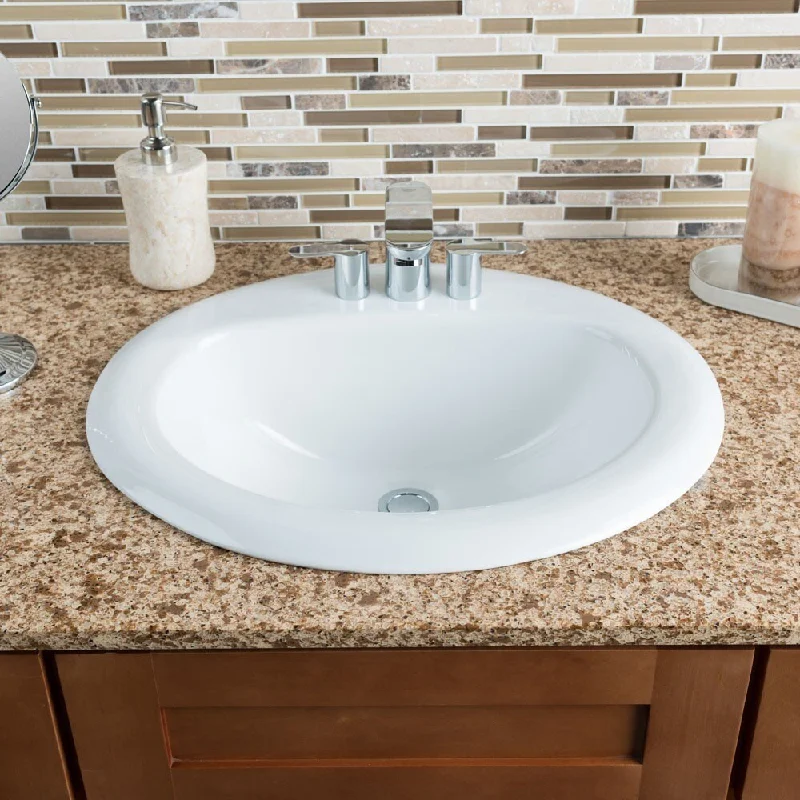 Hahn Ceramic Large Oval Bowl White Drop-in Bathroom Sink