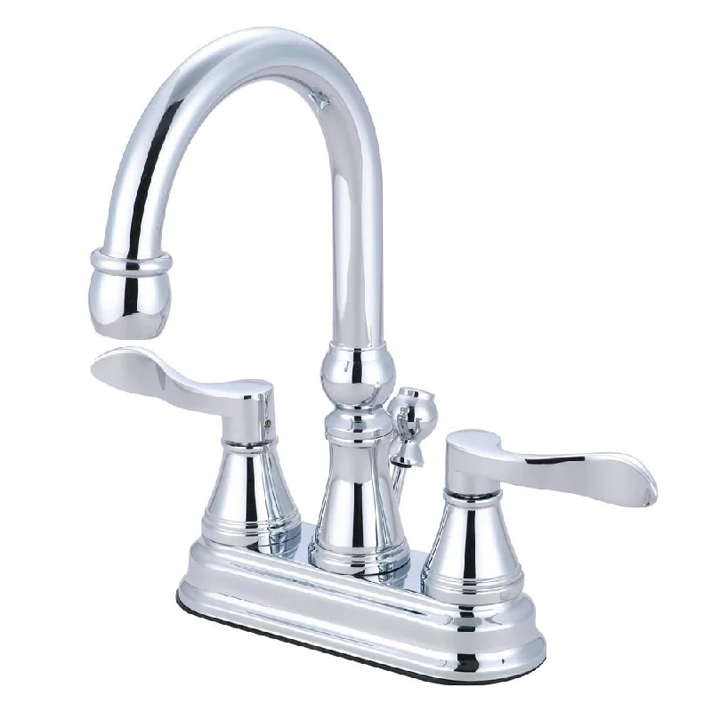 Kingston Chrome NuFrench 4" centerset Bathroom faucet w Drain KS2611DFL