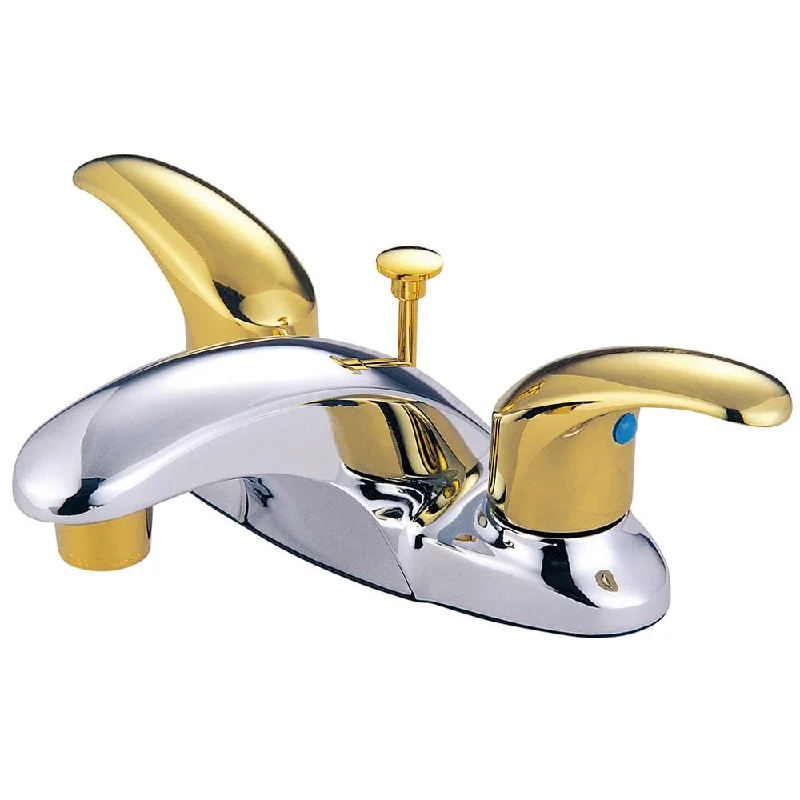 Kingston Chrome / Polished Brass 4" Centerset Bathroom Faucet w Pop-up KB6624LL