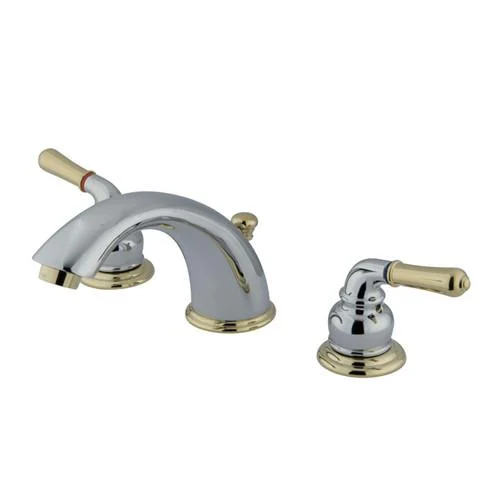 Kingston Chrome / Polished Brass Magellan 2 Handle Widespread Faucet KC964